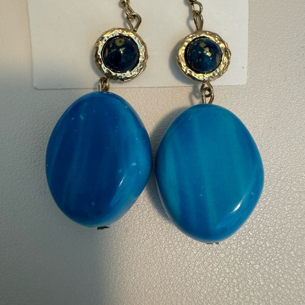 Blue resin drop earrings